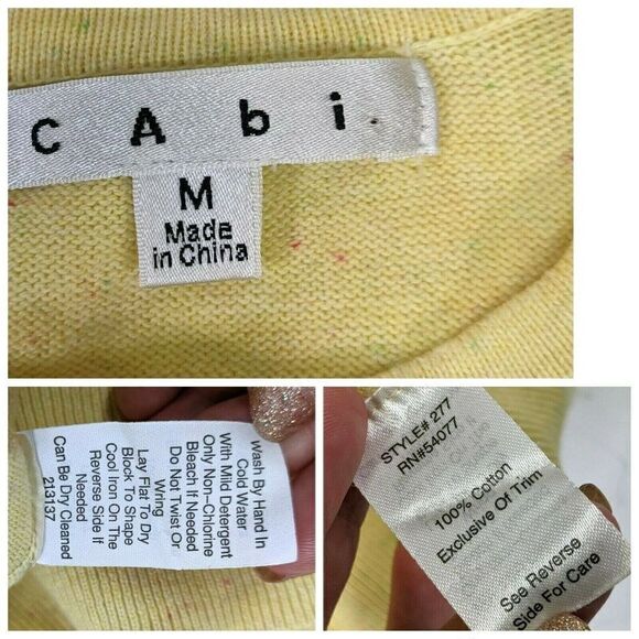 Cabi Cardigan Sweater Yellow Size Medium Lace Confetti Sunny Sunshine Academia - Picture 6 of 14